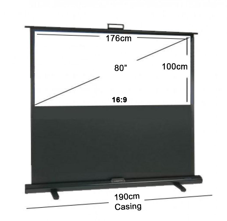 Layar Proyektor Portabel Lantai Atas 60"/ 80"/ 100" / 120".