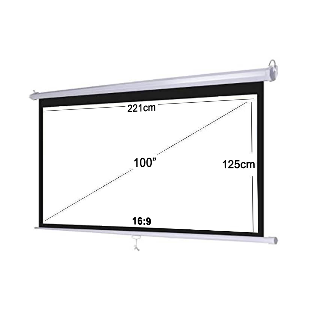 Layar Proyektor Tarik Manual 80" / 100" / 120".