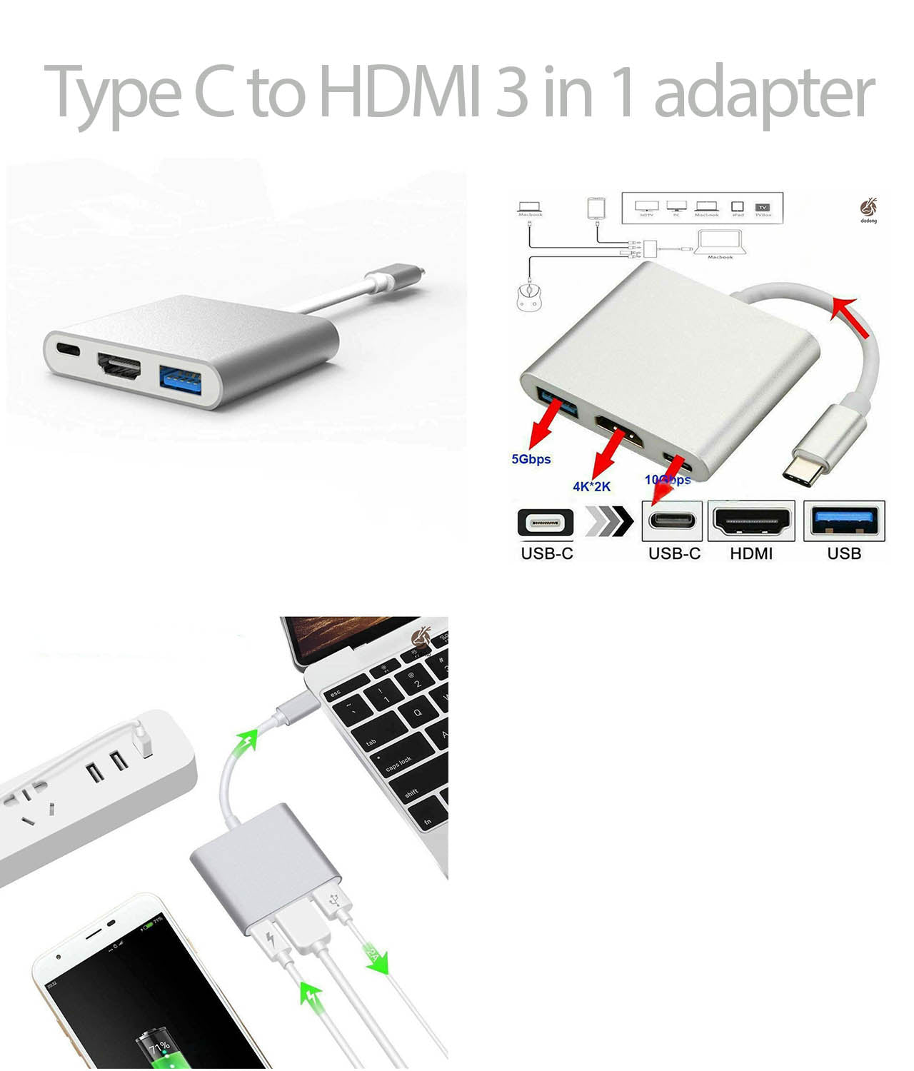Android Smartphone to Projector Adaptor (Type C to HDMI )